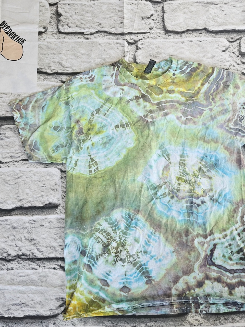 Tie-Dye Short Sleeve Crewneck T-Shirt - Green Blue